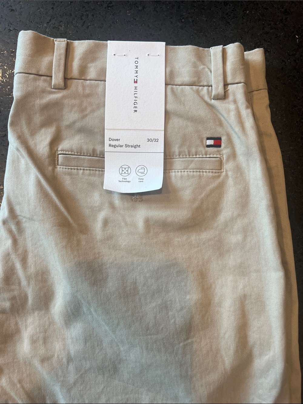 Tommy Hilfiger Men’s Khaki Straight Chinos with Signature Flag